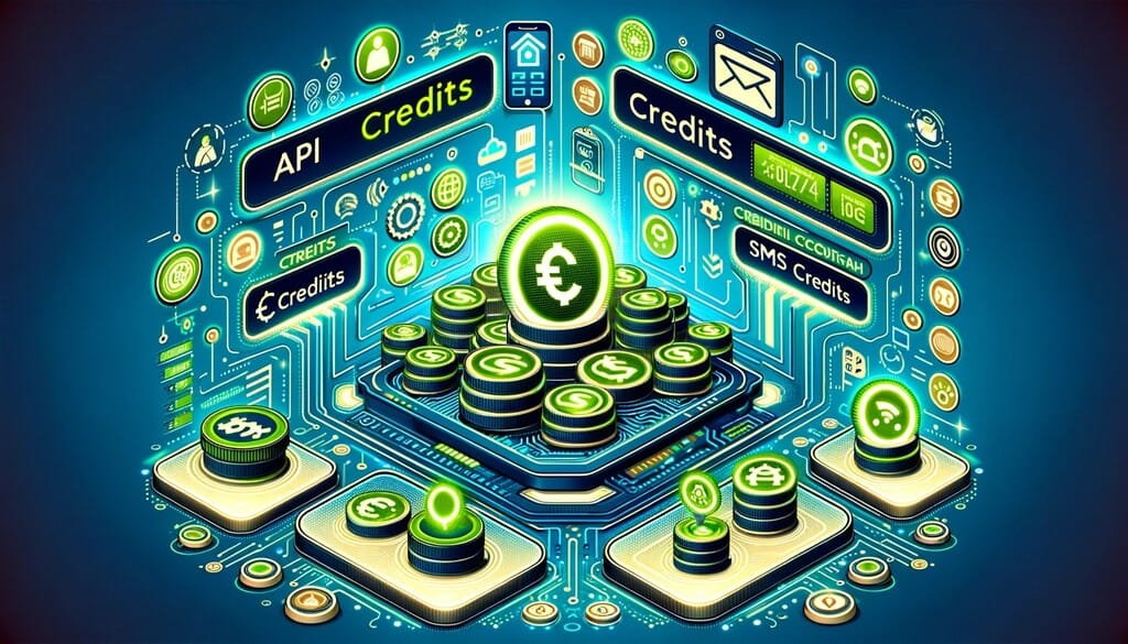 abstract image showing multiple coins with text "API Credits" written at the top